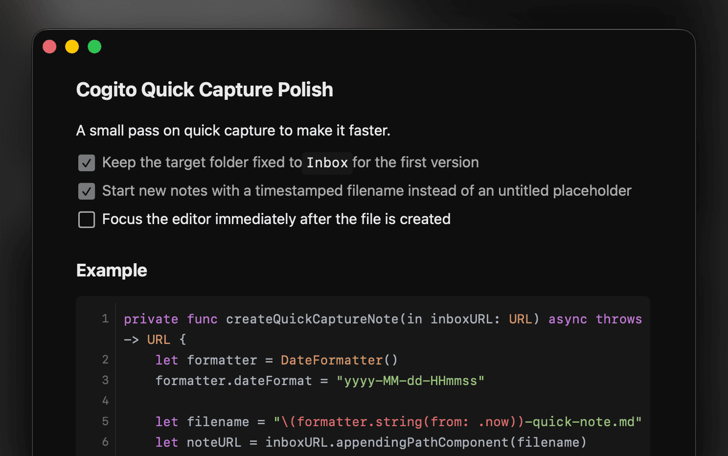 Cogito preview with syntax highlighting