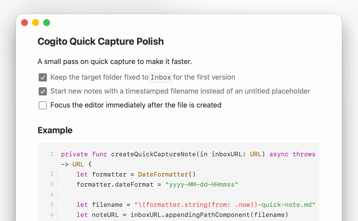 Cogito preview with syntax highlighting